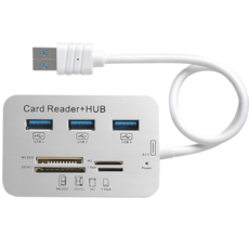 USB 3.0 7in1 USB MSD SD M2 TF 카드리더기, 1개, 화이트white, DKQ001