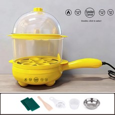 美規三插1100V智能定時煮蛋器小型多功能蒸蛋器宿舍家用雞蛋調溫, 智能款(黃色)雙層套裝:旗艦版：美規三插110V