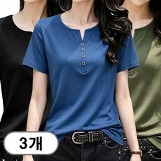 차쿠 1+1+1 여성 여름 빅사이즈 기본 브이넥 반팔티 브이넥 무지 티셔츠