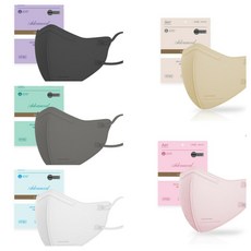 아에르 여름마스크 어드밴스드 라이트 KF80 새부리형마스크 블랙 화이트 그레이 마스크 소형 중형 대형, 1개입, 40개