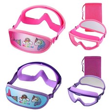 RUIGAO 아동용 수영 고글 만 3-8세 유아용 머리카락 당김 없음 어린이 마스크 패브릭 스트랩 207552, 2pk Kids Mask -Pink & Purple