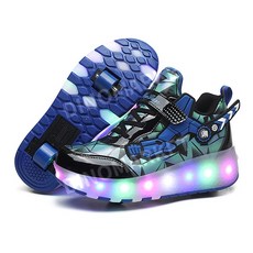 LED 충전식 롤러 스케이트 신발, 35, F.2166 파란 두 바퀴
