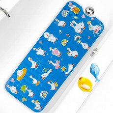 욕조용 아기 욕실 매트 미끄럼 방지 아동용 욕조 엑스트라 롱 101.6 x 40.6cm(40 16인치) 유아 샤워 흡착 컵 및 배수 구멍 포함 세탁기 세탁 가능(고덕) 162, Go Ducks