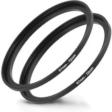 67mm-72mm 스텝업 링 67mm 렌즈에서 72mm 필터 FANZR 카메라 렌즈 어댑터 프리미엄 알루미늄 2팩, 1세트, 팬-어스-2X 67-72 링