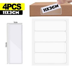 자체 접착 라벨 홀더 투명 카드 선반 태그 가방 종이 포켓 DIY 사무실 정리 분류 항목, A 11x3cm 4PCS