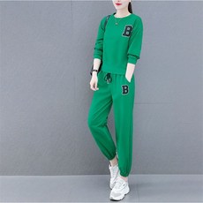 TKX 여성용 캐주얼 봄 가을 운동복 세트 긴팔 티셔츠 조거팬츠 편안한룩 넉넉한 핏 클래식 KW69