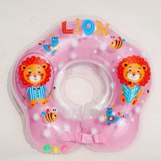 ABC嬰兒脖圈坐圈，加深座位區雙把手寶寶泳圈，兒童游泳安全首選, 粉獅子脖圈, 1個