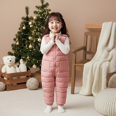 모모토리 유아 여아 남아 아동 어린이 기모 스노우 베어 곰돌이 패딩멜빵 팬츠 스키복