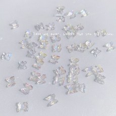 UNAEUN 네일데코 - 오로라 나비 3D 입체 네일파츠 투명 나비 젤네일 데코 파츠, 33개, 나비파츠