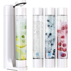FIZZpod 소다 메이커 - PET 병 3개 캡 탄산수 1개 설명서가 포함된 탄산음료 제조기 과일을 넣어 집에서 만든 탄산수 주스 커피 차 칵테일 음료(흰색), White