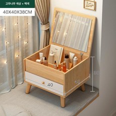 미니 화장대 수납장 창가용 소형 테이블 머스코 FQ26I25 현대적 디자인 침실용 수납화장대, 조립 필요, 러버우드+화이트 40cm 서랍없음