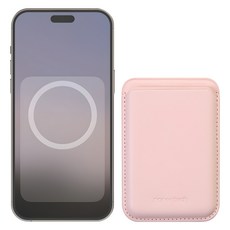 rorentech 動態彈窗動畫 皮革 MagSafe 卡夾手機殼, 1個, 粉沙色