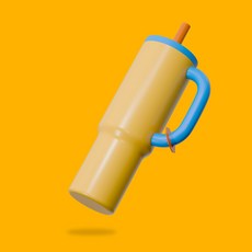 오까사 대용량 W 텀블러 스텐 손잡이, 1개, 1.2L, 옐로우 블루