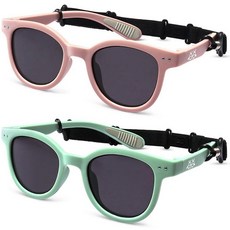 EYEBUDDY 아동용 유아 선글라스 만 3~8세 편광 자외선 차단 남아 및 여아용 야외 활동을 위한 세련된 선글라스 A03-아동용 선글라스-블랙, S8444/연령 2-8/2팩, A03-아동용 선글라스-핑크 & 민트