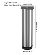 1Pcs 50mm-300mm 가구 조정 가능한 캐비닛 다리 스테인레스 스틸 테이블 소파 침대 피트, 08 200mm