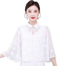 가볍고 시원한 시폰 소재의 플래퍼 숄 오버레이 랩으로 치파오 아웃도어 여행용 플래퍼 숄 레이어와 함께 착용하기 좋습니다.