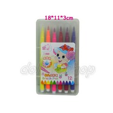 寶貝玩具屋 12色可水洗軟頭彩色筆 方便攜帶盒裝 水彩塗鴨筆, 1個