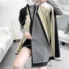 히야린느 고급스러운 숄 판초 스타일 대형 블랭킷 머플러