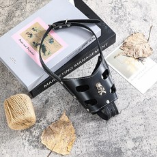 廠家直銷狗狗嘴套防咬防誤食防叫廠家現貨狗嘴罩PU 皮革 貨源, 1個, 黑色:S