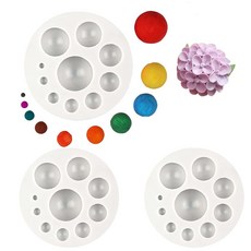 3PCS 반원형 볼 폴리머 클레이 몰드 몰드 미니어처 실리콘 귀걸이 도구 DIY 공예 장신구 제작 장식용, 3피스 하프 라운드 볼 폴리머 클레이 몰드, 몰드 미니