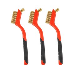 FALVFUN 3피스 자동차 황동 브러시 세트 곡선형 핸들 디자인의 작은 디테일 와이어 브러시 세트 녹 먼지 청소를 위한 자동차 내부 클리너 키트 차량용 범용 41291, Brass, 레드