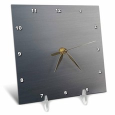 3D 로즈 브러시드 그레이 실버 메탈 작은 그림자 책상 시계 15.2cm x 15.2cm