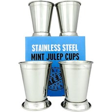 Real Deal Steel 민트쥬렙컵 스테인레스 스틸잔 4개 또는 2개 세트 메탈 12온스 칵테일잔 파티용품 4, Real Deal Steel 민트쥬렙컵 스테인레스 스틸