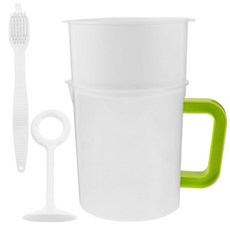 고급 메쉬 스트레이너와 주방용 국자가 포함된 프레티줌 두유 필터 컵 세트 주스 요거트와 견과류 8.5X5.9인치 재사용 식품 스트레이너 사용