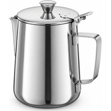 600mL 304 스테인리스 커피 컵 뚜껑이 있는 우유 거품 피처 정밀한 붓기가 라떼 아트 스팀 저그 에스프레소 카푸치노 커피를 위한 인체공학적 손잡이