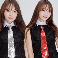 반짝이 파티 포인트 넥타이 무대용 파티 장식 넥타이 크리스마스 행사용