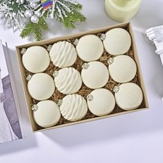 新款圣誕樹裝飾品南瓜紋酒紅墨綠圣誕植絨球套裝精致圣誕球套裝聖誕節節慶派對裝飾聖誕掛飾聖誕佈置耶誕居家佈置, 6-12pcs米白色, 1個