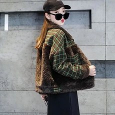 rigiu 여성 가을 겨울 후리스 집업 점퍼 뽀글이 체크 자켓 잠바 코트 따뜻한 캐주얼 겨울 아우터 19156730 호 L4T2V9