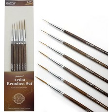 GACDR 리거 라이너 브러시 6개의 여분의 긴 미세 팁 페인트 세트 스크립트 핀스트라이핑 스크롤 아웃라이닝 수채화 아크릴용, 리거 라이너 브러시 6개 세트 초장 세밀한 끝 부분 페