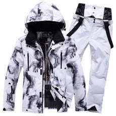 스노우보드 복 남자여자공용 방수 방풍 야외 남여공용 보드, 블랙앤화이트잉크워시+아이보리화이트, 1개