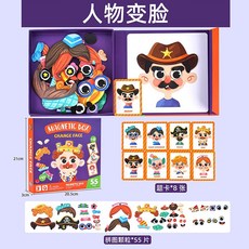 磁力換裝貼DIY兒童玩具盒 人物變臉磁性拼圖遊戲 3-6歲早教玩具, 磁力換裝玩具盒-人物換臉（八大機, 1個