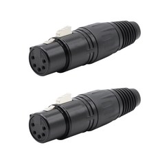 5핀 XLR 케이블 커넥터 암컷 플러그 마이크 오디오 소켓 검은색 2팩, 5-Pin XLR Female, 검정, 1세트, 5 Pin XLR Female