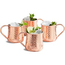 키테센수 모스크바 뮬 머그 세트 4개 18온스 해머드 구리 머그컵 칵테일 잘 식혀 마시는 컵