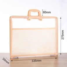 手提A3/4K文件袋 透明網紗 美術補習袋 學生檔案袋 多層大容量, 1個, A3, 橙色