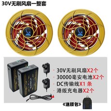 30V 여름 에어컨 셔츠 액세서리 팬 냉동 작업복 브러시리스, 20 골드 30V 3만 2개 홍콩 충전, 전원 직접 충전