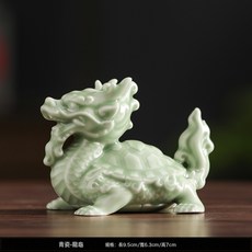 陶瓷龍龜擺件招財龍頭龜辦公室玄關桌面擺件中式家居裝飾小禮品, 龍龜