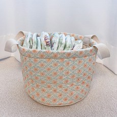어텀31 누빔 기저귀 바구니, 핑크플라워, 원형, 1개