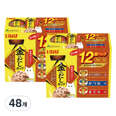 이나바 고양이 금빛육수컵 버라이어티 간식, 혼합맛(참치/가다랑어), 70g, 48개