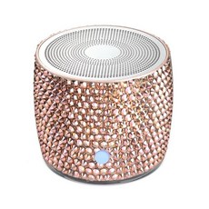 WONGS 여행용 케이스 포장 럭셔리 라인스톤 휴대용 블루투스 스피커 맞춤형 베이스 라디에이터 포함 브리프 디자인 IP67 방수 샤워 방 자전거 자동차용 완벽한, 로즈골드