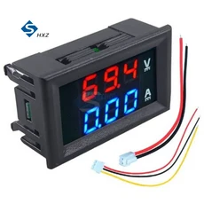 DC 0-100V 디지털 전압계 LED 디스플레이 전압 검출기 미터 패널 앰프 게이지 0.56 인치 적색 청색 녹색, [01] Red Blue, 01 Red Red