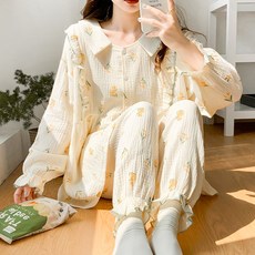 순면 100% 거즈 임산부 잠옷 여봄 산후조리복 여름 얇은 산후임신 수유실내복