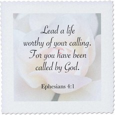 3dRose 10x10 인치 퀼트 스퀘어 p에서 당신의 소명 성경 구절의 삶의 가치를 이끌어보세요, 10x10 inch quilt square, Lead a Life Worth of Your Call