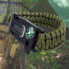 캠핑용 멀티팔찌 5기능 산악용품 산행 등산용칼 등산용로프, 국방색, 1개, 카키색