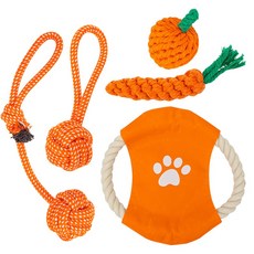 Luntim 반려견 장난감 세트 강아지 로프 놀이, 1개, 오렌지 5종