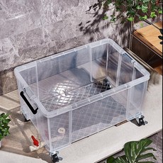 60L 大容量可移動烏龜缸 自帶導水管 生態環保烏龜飼養箱, 60L（底部排水）+萬向輪+蓋子四孔, 1個