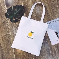 넉넉한 지퍼 캔버스백 그림그리기 에코백(파인에플)